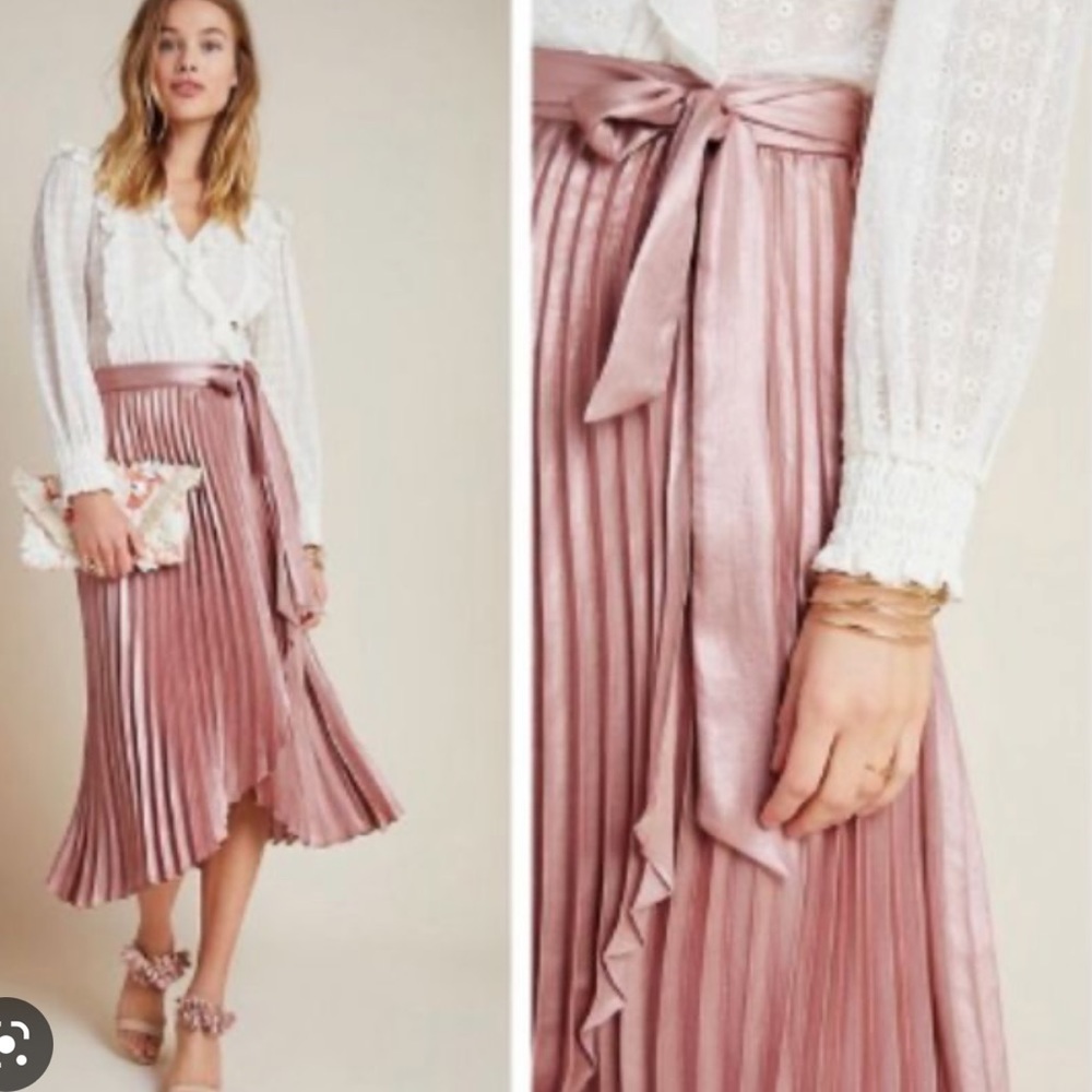 NWOT Maeve pink pleated skirt from Anthropologie